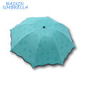 Cadeau de mode UV interne protecteur noir colle minuscule 3 pliage parapluie publicitaire